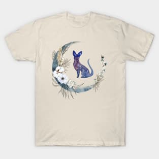 Celestial Wolf & Moon Shirt, Sun Moon Stars Tee, Mystical CatTee, Moon and Stars, Flower Tshirt, Sphynx Cat T-Shirt